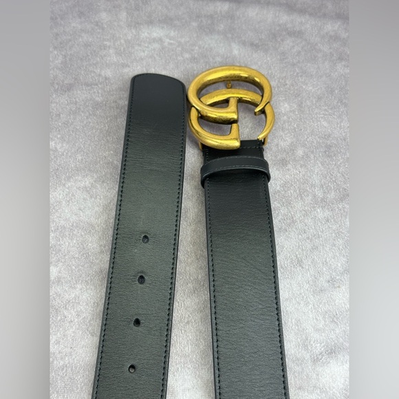 Gucci 2015 Re Edition Wide Leather Belt Gg Double Marmont Black 400593 85/34 - Picture 7 of 10